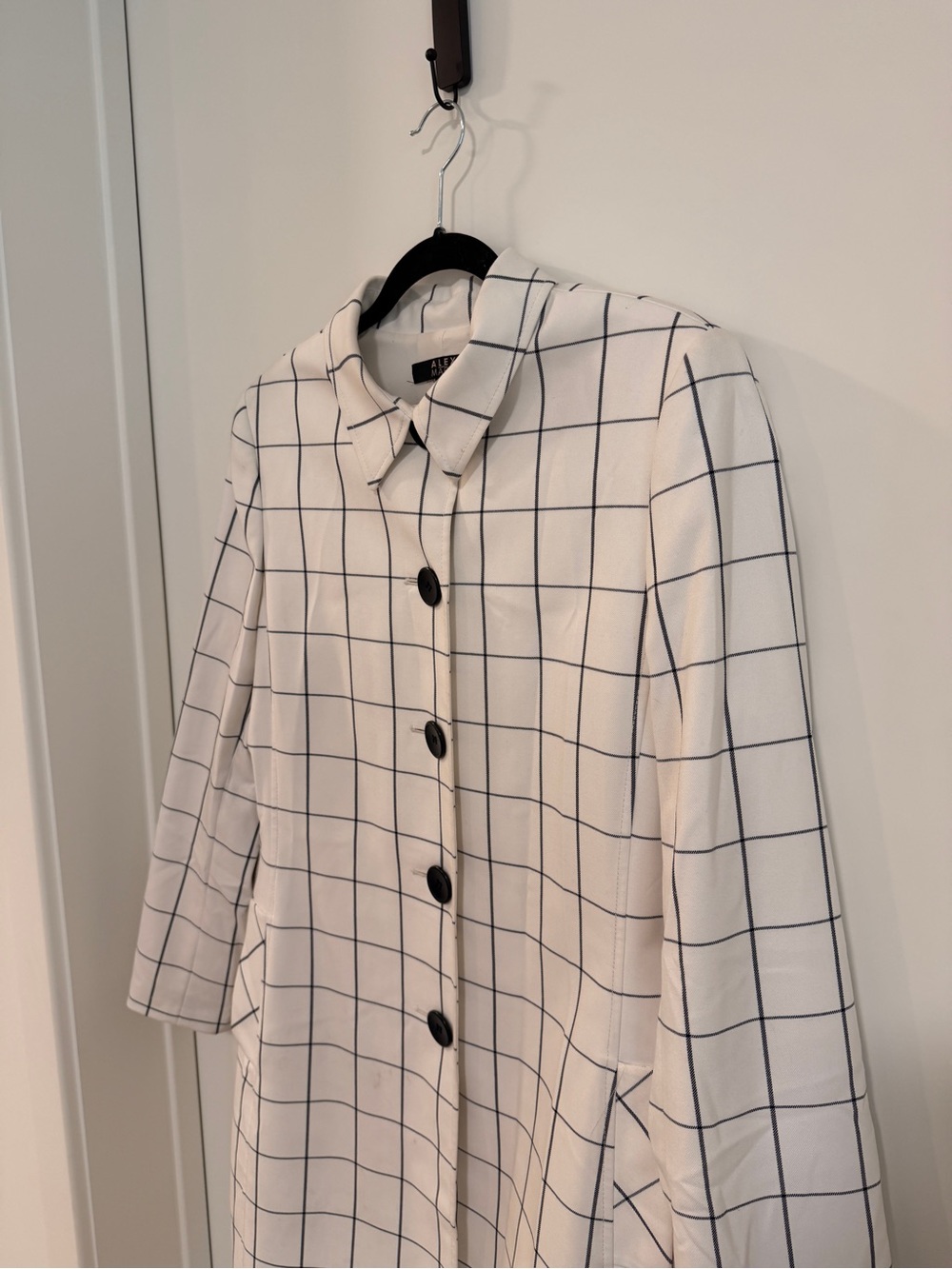 Alex Marie Cream Windowpane Trench Coat - Picture 2 of 6